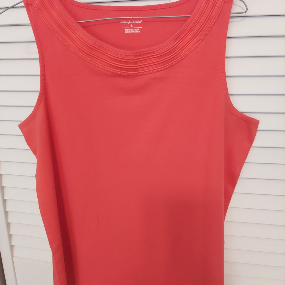 Christopher & Banks Coral-Red Sleeveless Scoop Neck Tank